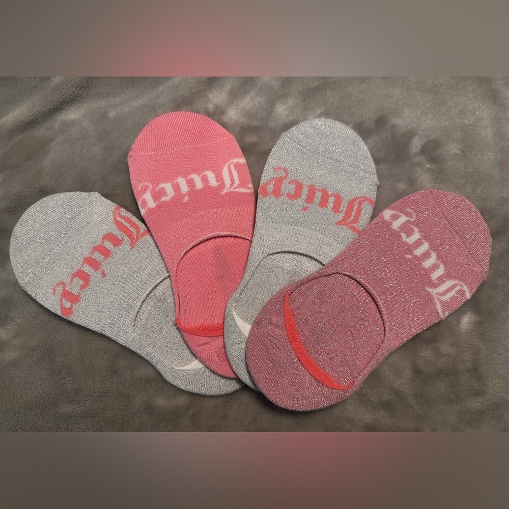 Juicy Couture Women's No-Show Socks - Pink and Gray